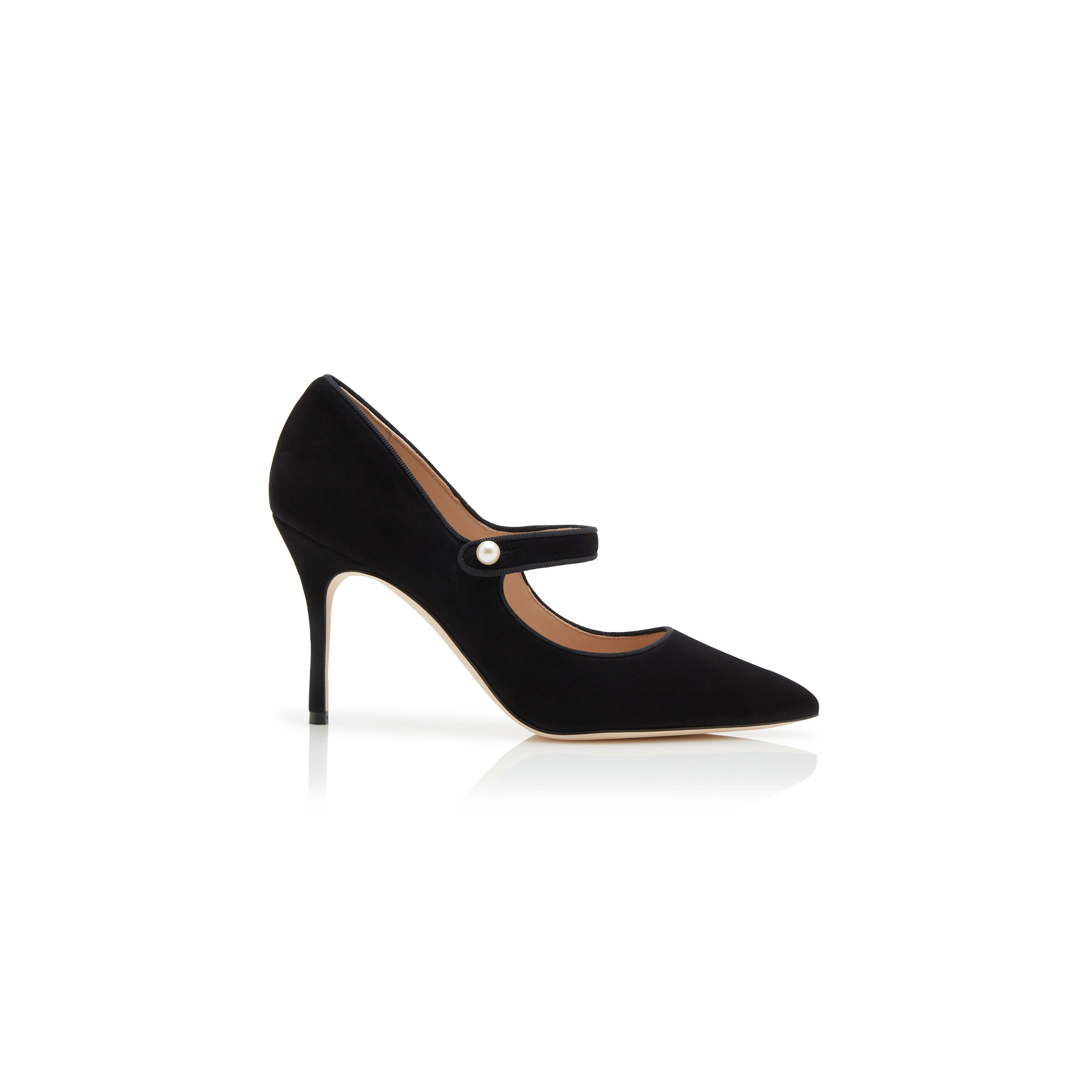 man010 B1ahn*k camparipearl black suede mary jane pumps 424-2022-0001